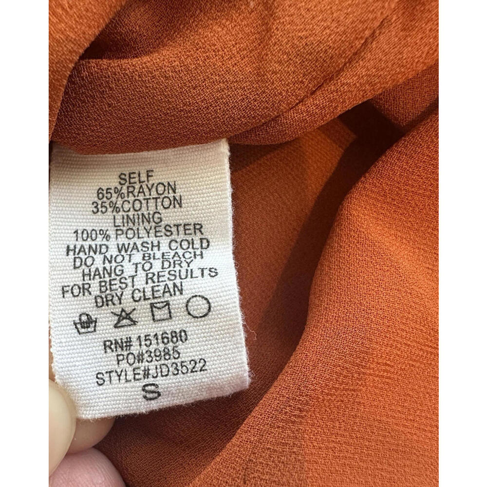 Storia Babydoll Dress S Sleeveless Mock Neck Tiered Mini Dress Swiss Dot Orange - Picture 7 of 7